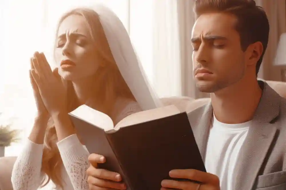 Wife prays with husband for God to break stronghold