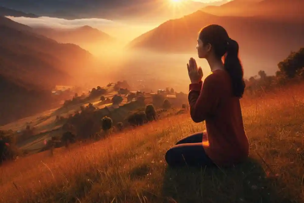 Young lady prays to move mountains