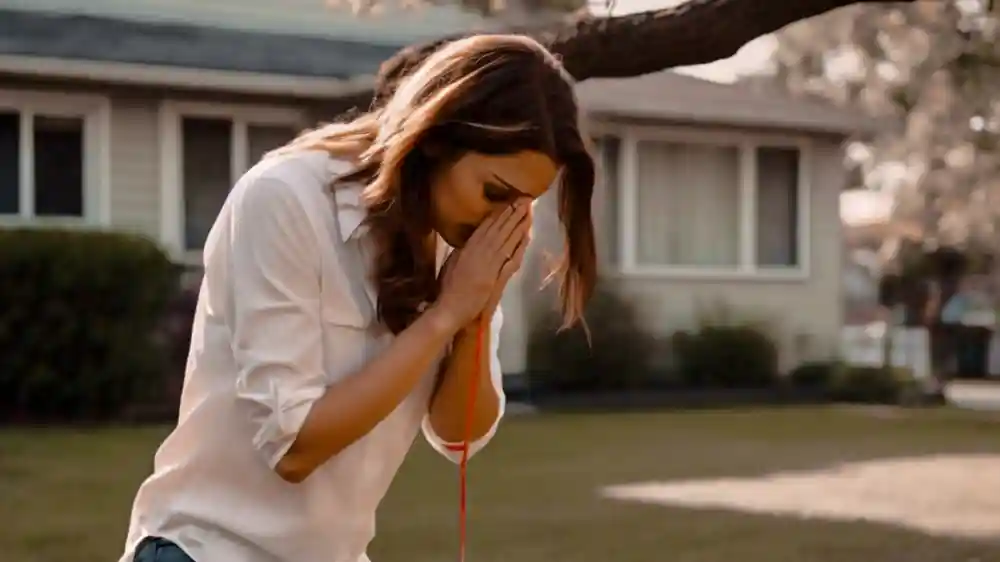 A woman praying for her Lost Pet